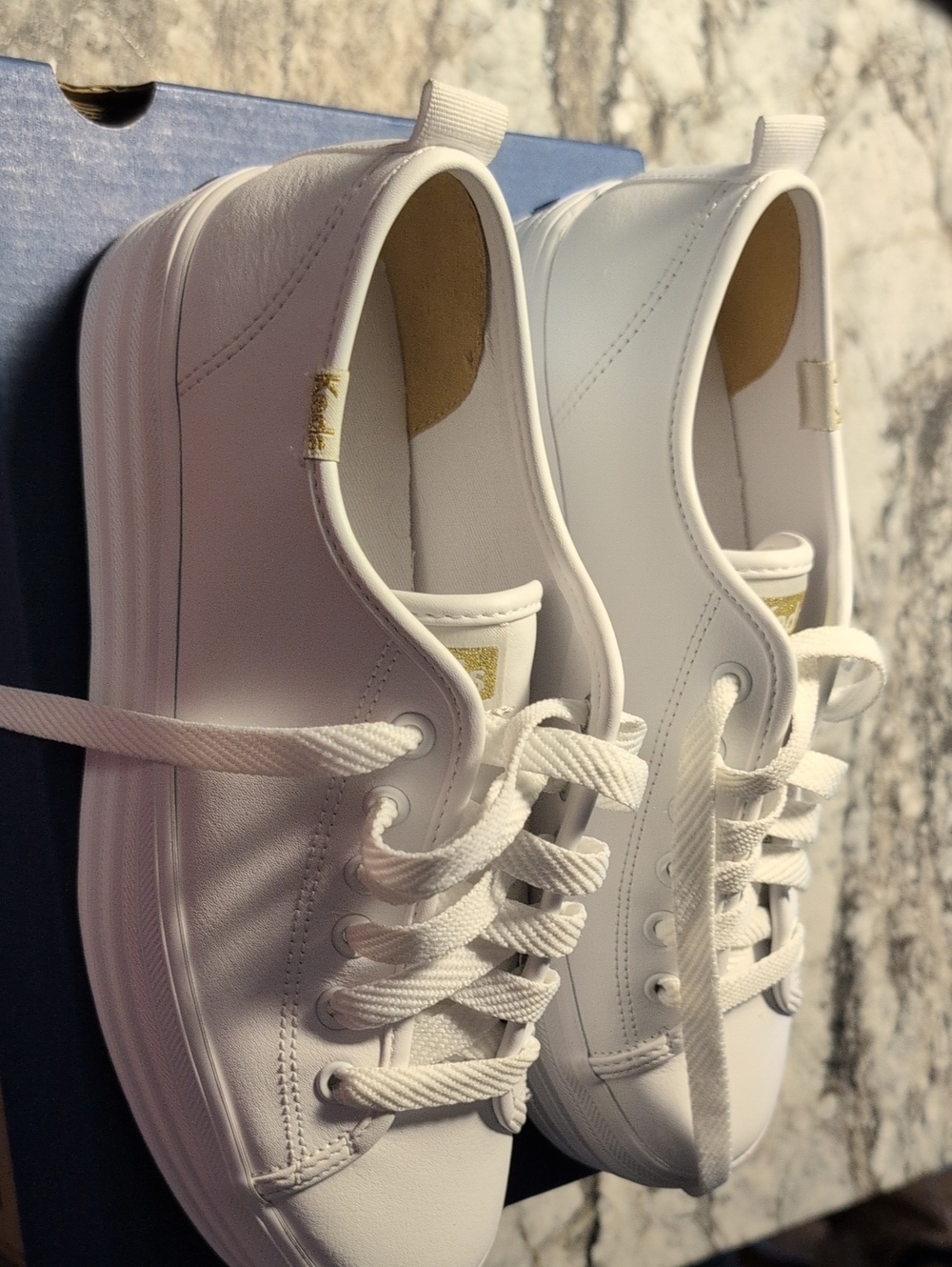Keds White Low-Top Sneakers with Gold Accent